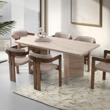 Calicosy – Table à Manger Rectangulaire L180 cm en Bois – Design Moderne avec 2 Pieds Pleins – L180 x P90 x H77 cm – Table Familiale 4 à 6 Personnes – Modèle Ava