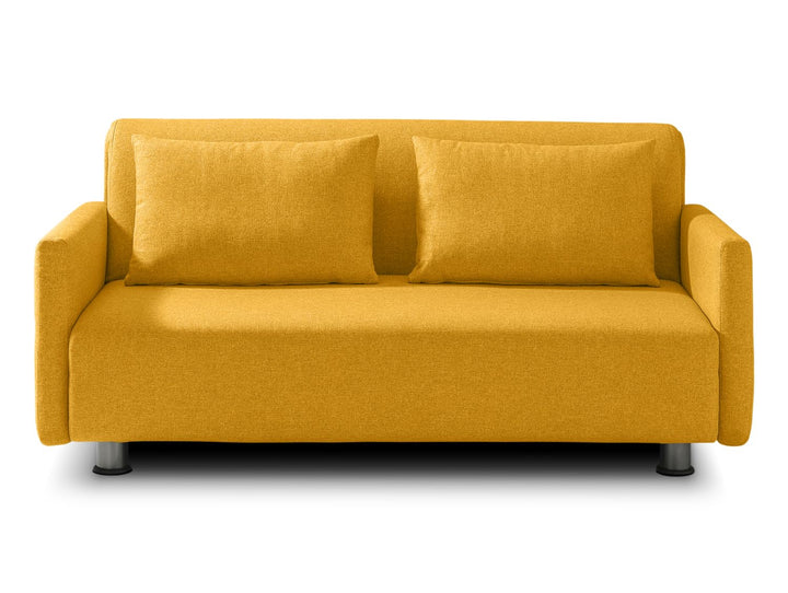 EVERGREENWEB Canapé-lit 3 Places Convertible en Lit avec Matelas 160x190 Effet Massant 0rthopédique, Extensible Sofa Bed Pliable, Housse Déhoussable et Lavable Couleur Jaune, 2 Coussins Inclus | EDITH