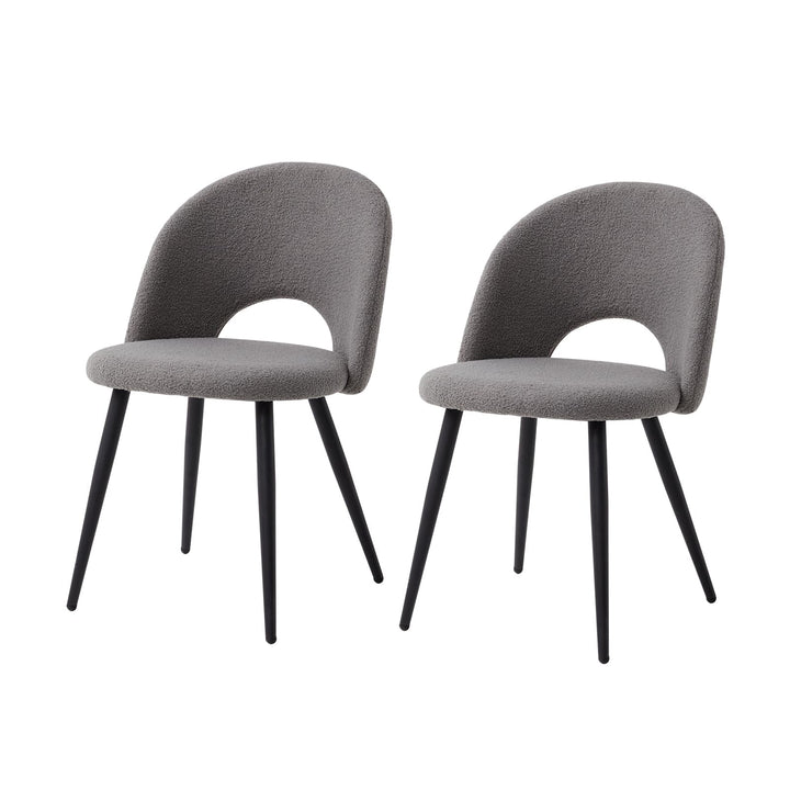 JZGORC Lot de 2 Chaise de Salle à Manger, Chaise de Salle à Manger Teddy en Velours Doux, Chaises de Cuisine avec Siège Moelleux et Accoudoirs, Pieds en Métal - Gris