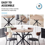 BenyLed Table Ronde avec Pieds Robustes en Forme de X, 100cm*100cm*76.5cm pour Cuisine, Petit Espace, Appartement (Grain de Bois Clair)