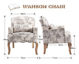 Wahson Fauteuil en Baroque Confortable avec Pieds en Bois, Fauteuil Beige en Lin, Fauteuil Scandinave pour Salon et Chambre, Beige