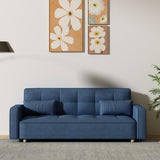 CONCEPT USINE | Canapé Scandinave Convertible 3 Places Velours Côtelé | COPENHAGUE Bleu | Canapé Droit Modulable Moderne avec Accoudoirs + 2 Coussins | Dossier & Assise Déhoussables | Largeur 213 cm