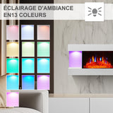 BALDERIA Cheminée murale électrique Ida avec effet flamme 3D | Chauffage électrique 1800 W | avec télécommande, contrôle de démarrage, minuterie et thermostat | Blanc