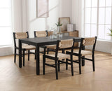 Wahson Chaises de Salle a Manger en Bois, Lot de 2 Chaises de Salle à Manger Rétro en Bois Massif Chaise en Bois Assise en Paille, Chaise en Rotin pour Salon et Salle à Manger, Noir