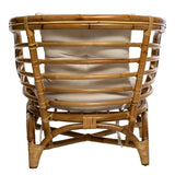 Generico Fauteuil avec coussin en rotin Farah blanc Mobilier d'intérieur,Mobilier de jardin
