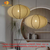 METHEDEECO Ensemble de 2 abat-jours en lin bohème, abat-jours suspendus faits à la main, diamètre 50 cm, ovale, abat-jour minimaliste en tissu pour salon, chambre, couloir et salle à manger