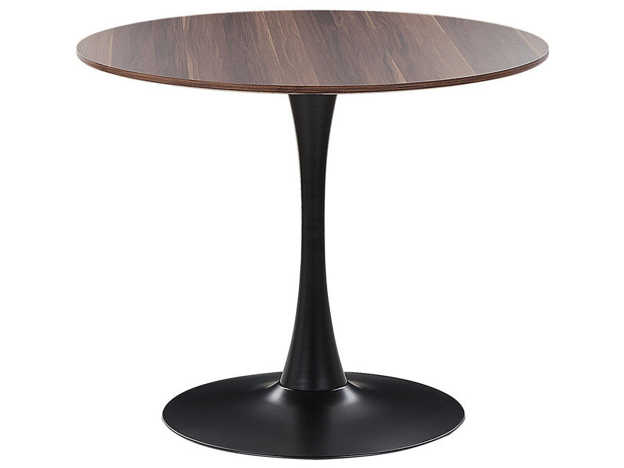 Table de Salle à Manger Industrielle Bois Foncé Ronde MDF Base en Métal 90 cm Boca Table de Salle à Manger Industrielle Bois Foncé Ronde MDF Base en Métal 90 cm Boca