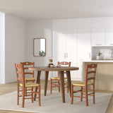 t m c s Tommychairs - Set 4 chaises Cuore pour Cuisine, Bar et Salle à Manger, Robuste Structure en Bois de hêtre peindré en Couleur Noyer Clair et Assise en Paille