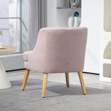 HOMCOM Fauteuil Lounge avec Aspect Lin, accoudoirs, rembourré Fauteuil Relax avec Pieds en Bois, pour Salon, Chambre, Rose