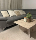 Table basse travertin "modele X " (grand plateau 80x60) (Table seule)