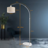 Monzana Lampe à arc Lin socle en marbre abat-jour réglable 150-175 cm interrupteur pied E27 salon lampe à arc lampe sur pied
