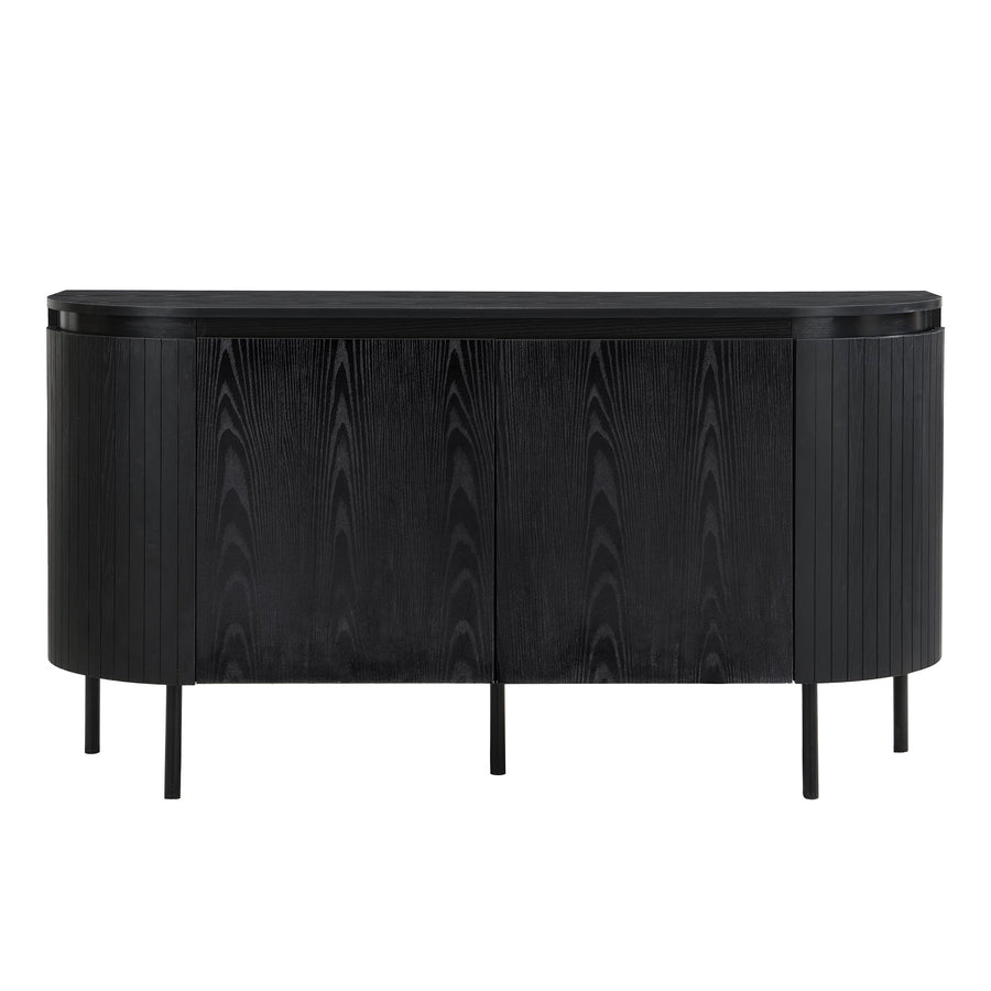 Merax Buffet moderne en bois 145 x 43 x 78 cm avec étagères réglables et pieds en métal, idéal pour le salon et la salle à manger, noir