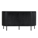 Merax Buffet moderne en bois 145 x 43 x 78 cm avec étagères réglables et pieds en métal, idéal pour le salon et la salle à manger, noir