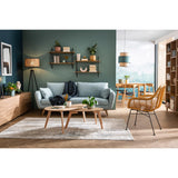 Miliboo Canapé scandinave 3 Places en Tissu Bleu Glacier et Bois Clair Creep