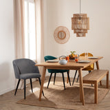 Atmosphera - Chaise Celeste - Gris - Velours côtelé - Pieds métal Noir