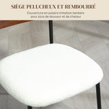 HOMCOM Lot de 2 chaises Salle à Manger Chaise de Cuisine Vintage Chaise de Salon rembourrée avec Assise Effet Bouclette, Dossier courbé Effet Bois pour Salon, Salle à Manger, Chambre, crème et Marron