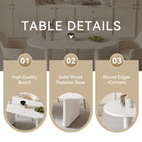 homary Japandi Table de salle à manger ovale extensible en bois avec base sur piédestal 160 à 200,7 cm Blanc 160 à 200,7 cm