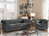Vente-unique - Canapé 3 Places Chesterfield - Velours Anthracite