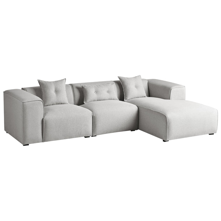 Canapé d'Angle Côté Gauche 3 Places avec Coussins Rembourré en Tissu Gris Clair Dolva