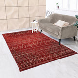 1A2T - Tapis Berbere Salon 140x200 cm Rouge - Tapis Design Scandinave Moderne Tapis Jute Geometrique - Tapis Berbére à Poils Ras Idéal pour Le Salon, 3108