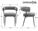 chairus Chaises de Cuisine Lot de 2 en Tissu Chenille Chaise Salle à Manger avec Double Coussin Rembourré Chaise de Salon avec Pieds Métal, Gris