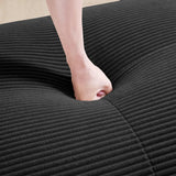 KOMHTOM Petit Canapé 2 Places en Velours Côtelé avec Coussins Confortables, Accoudoir Courbe et Rembourré - Canapé Modulable Moderne (Noir)