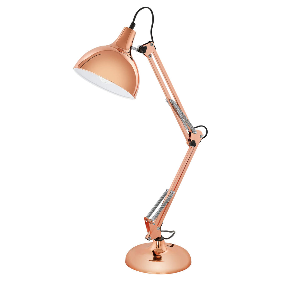 Eglo Lampe de table Borgillio, lampe de bureau à flamme au design industriel, lampe de chevet en acier, couleur : cuivre, douille : E27, interrupteur inclus Eglo Lampe de table Borgillio, lampe de bureau à flamme au design industriel, lampe de chevet en acier, couleur : cuivre, douille : E27, interrupteur inclus