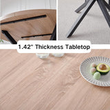 BenyLed Table Ronde avec Pieds Robustes en Forme de X, 100cm*100cm*76.5cm pour Cuisine, Petit Espace, Appartement (Grain de Bois Clair)