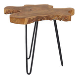 Beliani 2 x Tables Basses avec Plateau en Bois de Java et Pieds en Métal Noir Design Industriel pour Salon Moderne, Rustique ou Scandinave