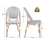 LIFEZEAL Lot 2 Chaises de Jardin en Rotin PE, Chaise Bistrot Extérieur avec Accoudoirs et Dossier, Fauteuil Balcon avec Structure Métallique Robuste, Charge 150 kg, 56,5 x 41 x 88,5 cm