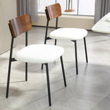 HOMCOM Lot de 2 chaises Salle à Manger Chaise de Cuisine Vintage Chaise de Salon rembourrée avec Assise Effet Bouclette, Dossier courbé Effet Bois pour Salon, Salle à Manger, Chambre, crème et Marron