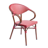 Oviala Fauteuil de bistrot Parisien en Aluminium Rouge