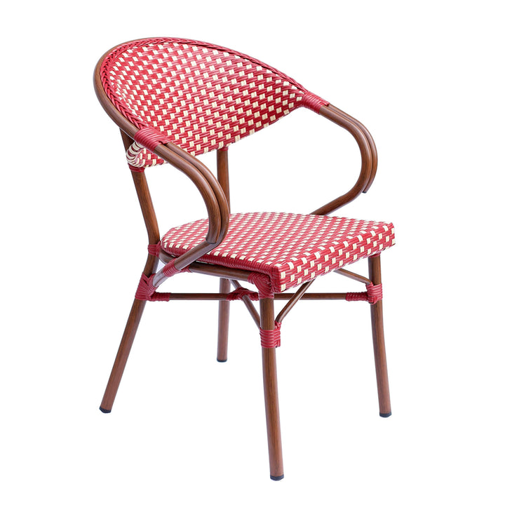 Oviala Fauteuil de terrasse bistrot Parisien en Aluminium Rouge