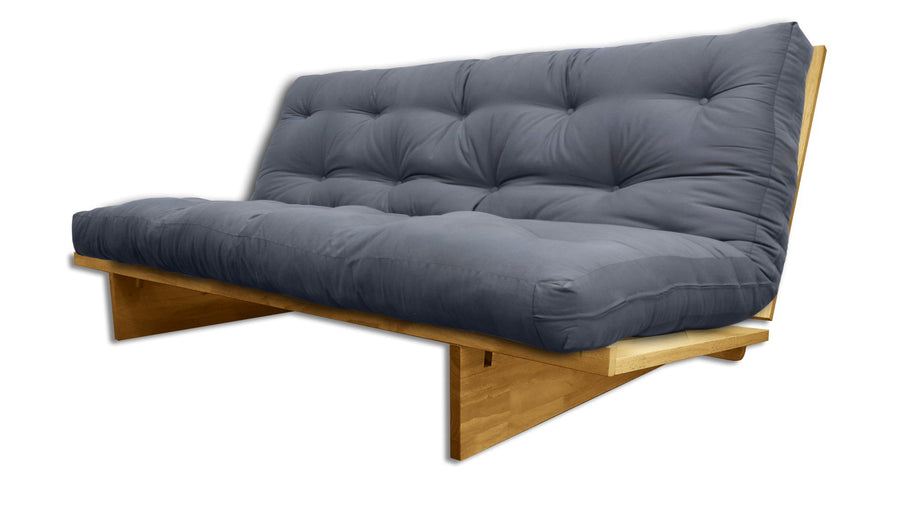 Canapé lit Yokahoma, Naturel, futon Gris, 200x120x24 cm