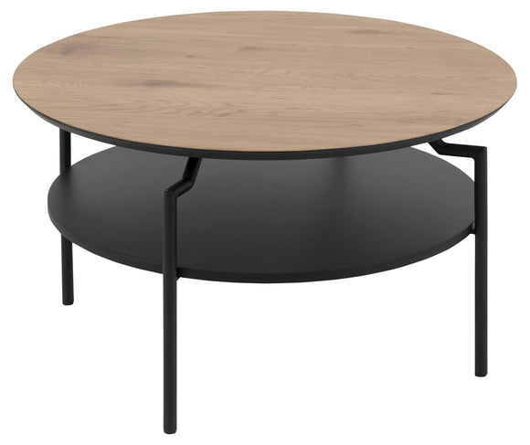 AC Design Furniture Gregor table basse, L : 80 x l : 80 x H : 45 cm, chêne/noir, MDF/métal, 1 pc