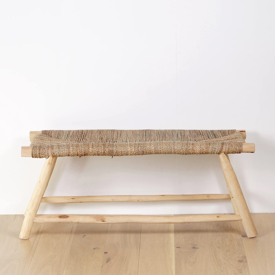 Bohome Living - Banc en Bois Massif d Bohome Living - Banc en Bois Massif d'intérieur, Banquette Ethnique Naturelle, Fait Main | Bohème Chic 100cm