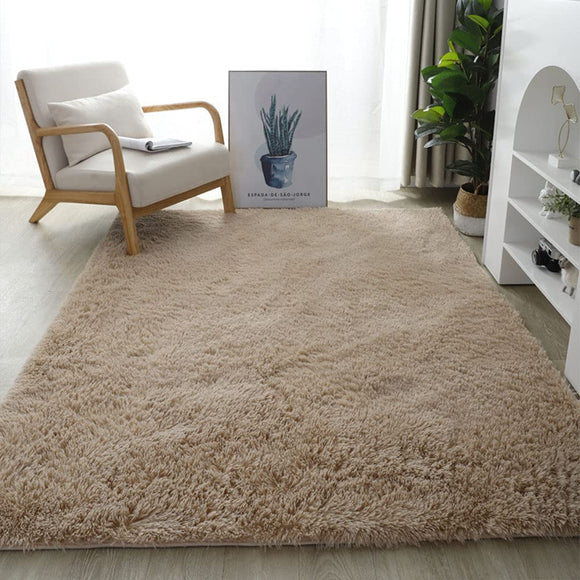 Warmsile Tapis Shaggy À Poils Longs pour Salon, Chambre, Couloir - Antidérapant, Moelleux, Soft - Camel, 160 x 230 cm