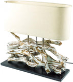 Guru-Shop Lampe de Table Marimbula, Fait Main Unique à Partir de Matériaux Naturels, Bois, Coton, 46x50x16 cm, Natureelights, Lampes de Table en Matériau Naturel