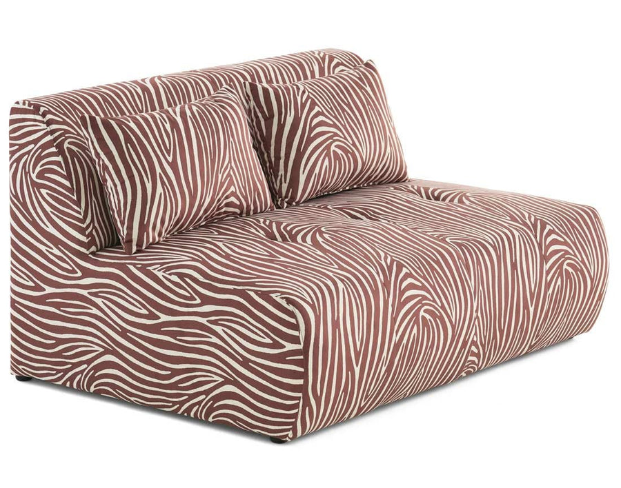 Lisa Design - Onyx - canapé Droit 2 Places zèbre en Velours, Marron/Blanc