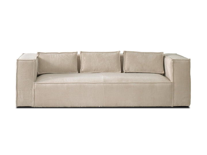 Lisa Design - Canapé Fixe Stella - Canapé 3 Places en Velours Côtelé - Style Contemporain - Fabriqué en Europe - Beige
