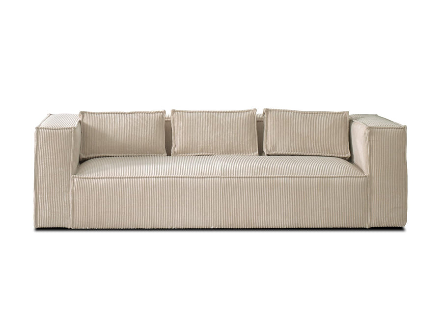 Lisa Design - Canapé Fixe Stella - Canapé 3 Places en Velours Côtelé - Style Contemporain - Fabriqué en Europe - Beige