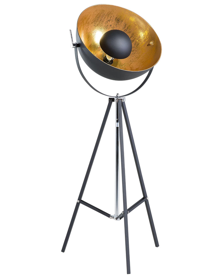 Lampadaire E27 Max 40W en Métal Noir sur Trépied Intérieur Abat-Jour Cuivré Thames Lampadaire E27 Max 40W en Métal Noir sur Trépied Intérieur Abat-Jour Cuivré Thames