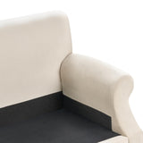 Canapé Fixe 2 Places en Velours Blanc Cassé avec Pieds en Bois et Rembourrage Moelleux pour Salon Design Glamour Beliani
