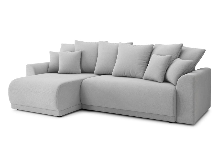 BAÏTA Canapé d'angle Convertible Nova 4 Places en Tissu Gris