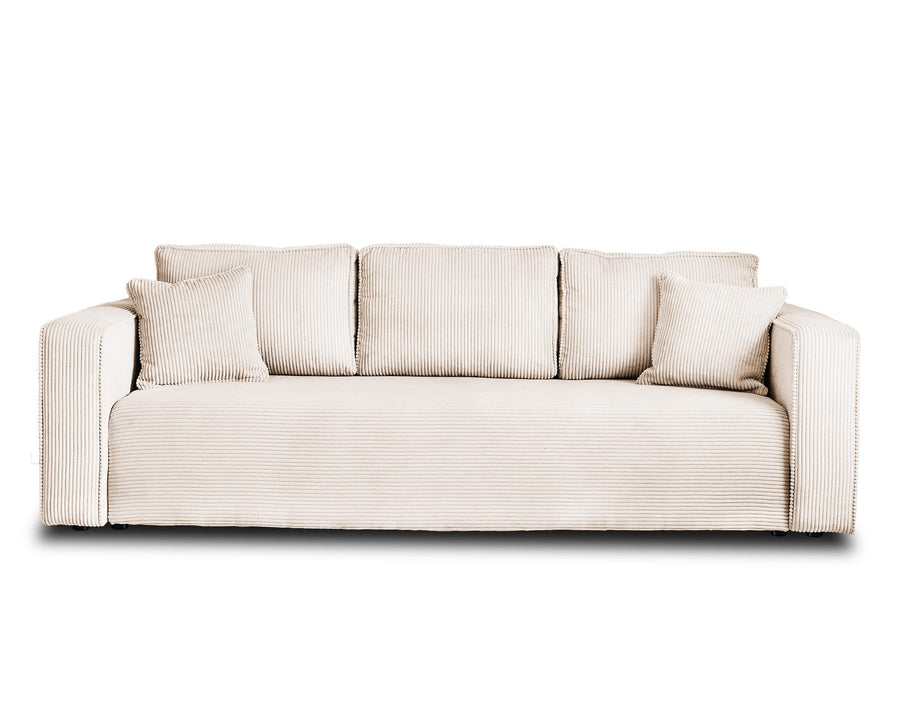 Best Mobilier - Topaze - canapé 3 Places - Convertible avec Coffre - en Velours côtelé - Beige