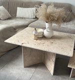 Table basse travertin "modele X " (grand plateau 80x60) (Table seule)