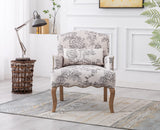 Wahson Fauteuil en Baroque Confortable avec Pieds en Bois, Fauteuil Beige en Lin, Fauteuil Scandinave pour Salon et Chambre, Beige