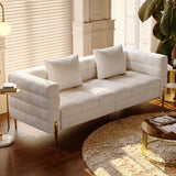 Homary Canapé 3 Places Bouclé Blanc, 200 cm, Assise Profonde pour Salon