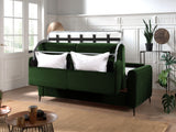 Lisa Design - Canapé Convertible Owen en Velours - Canapé Lit - Couchage Quotidien - Matelas 12 cm - Sofa Vert 3 Places - Salon