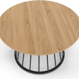 IDMarket - Table Basse Ronde Yuna 70 cm Plateau Bois et Pied Filaire en métal Noir